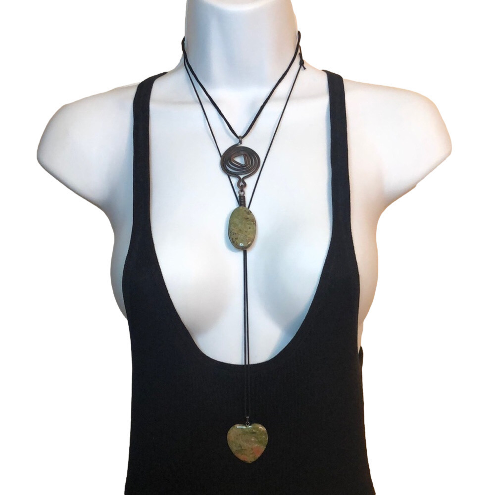 Curated bundle boho festival layered look stone long cord necklaces 2.